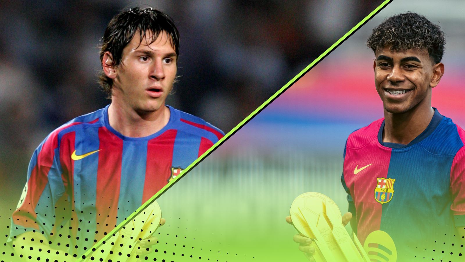 Lamine Yamal Lionel Messi Career Achievements Goals Assists Trophies before Messi debut same age head start