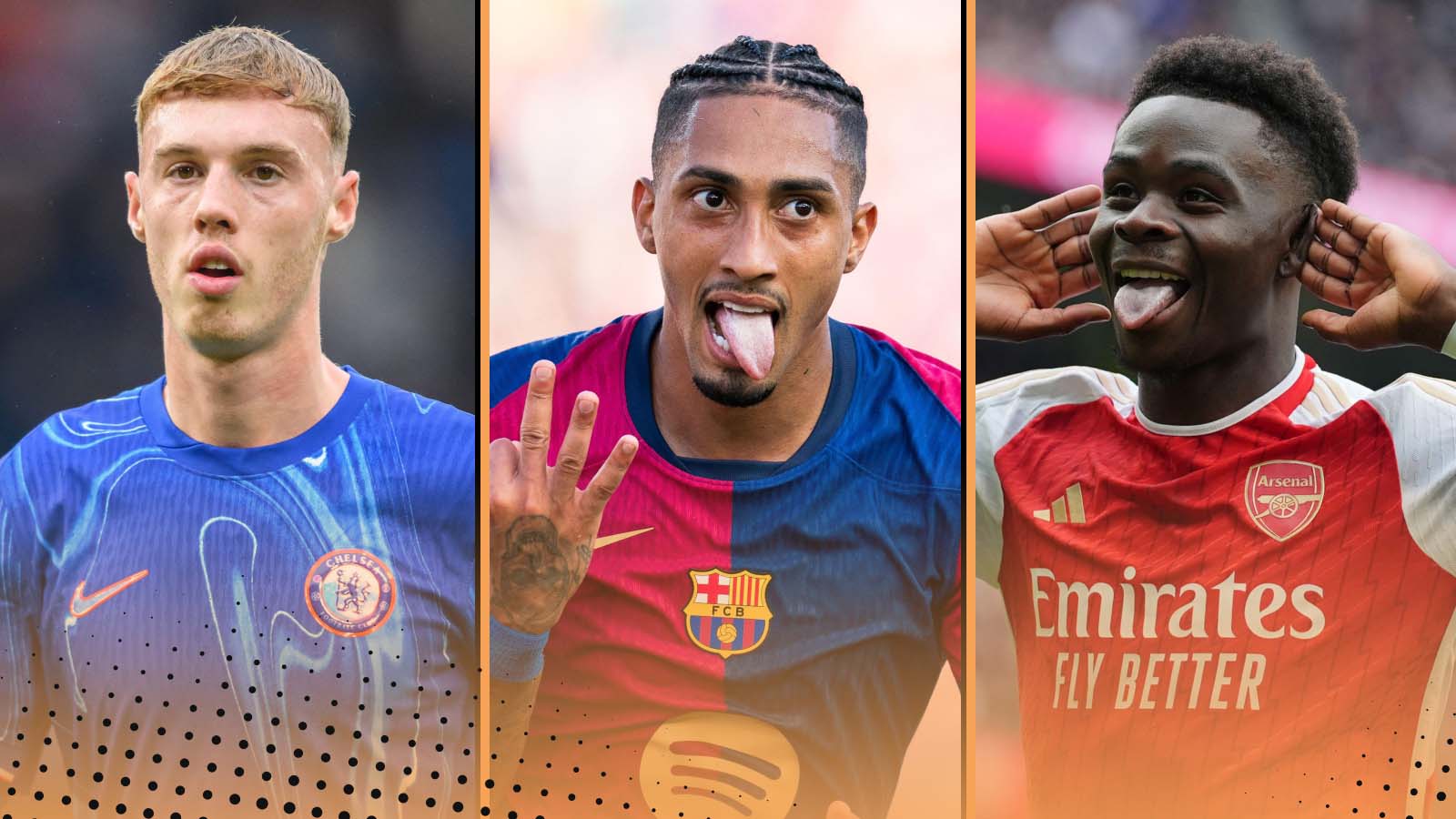 Cole Palmer, Raphinha, Bukayo Saka